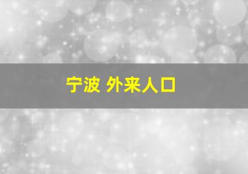 宁波 外来人口